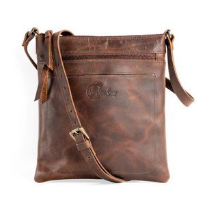 NEW in BOX, genuine top-grain leather crossbody handbag